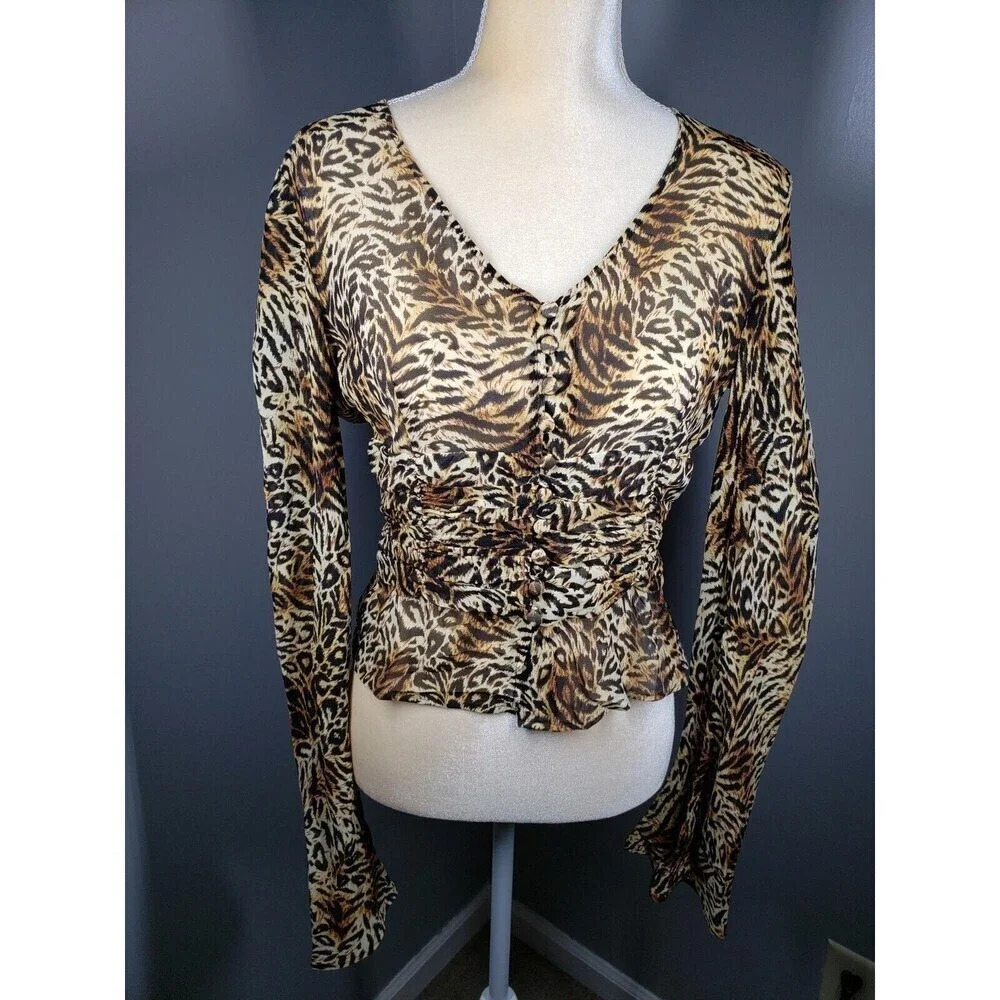 Escada Women's Size 36 (S) Animal Print 100% Silk Sheer Blouse